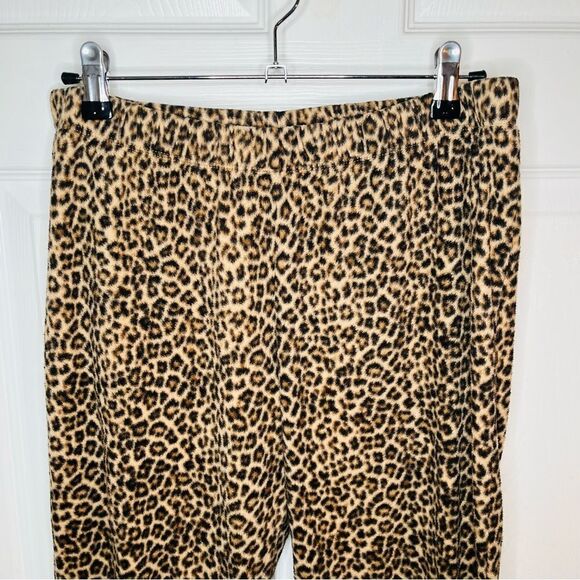 Gilligan & O'Malley Leopard Print Pull On Fleece Pajama Pants Brown Tan M - Picture 2 of 10